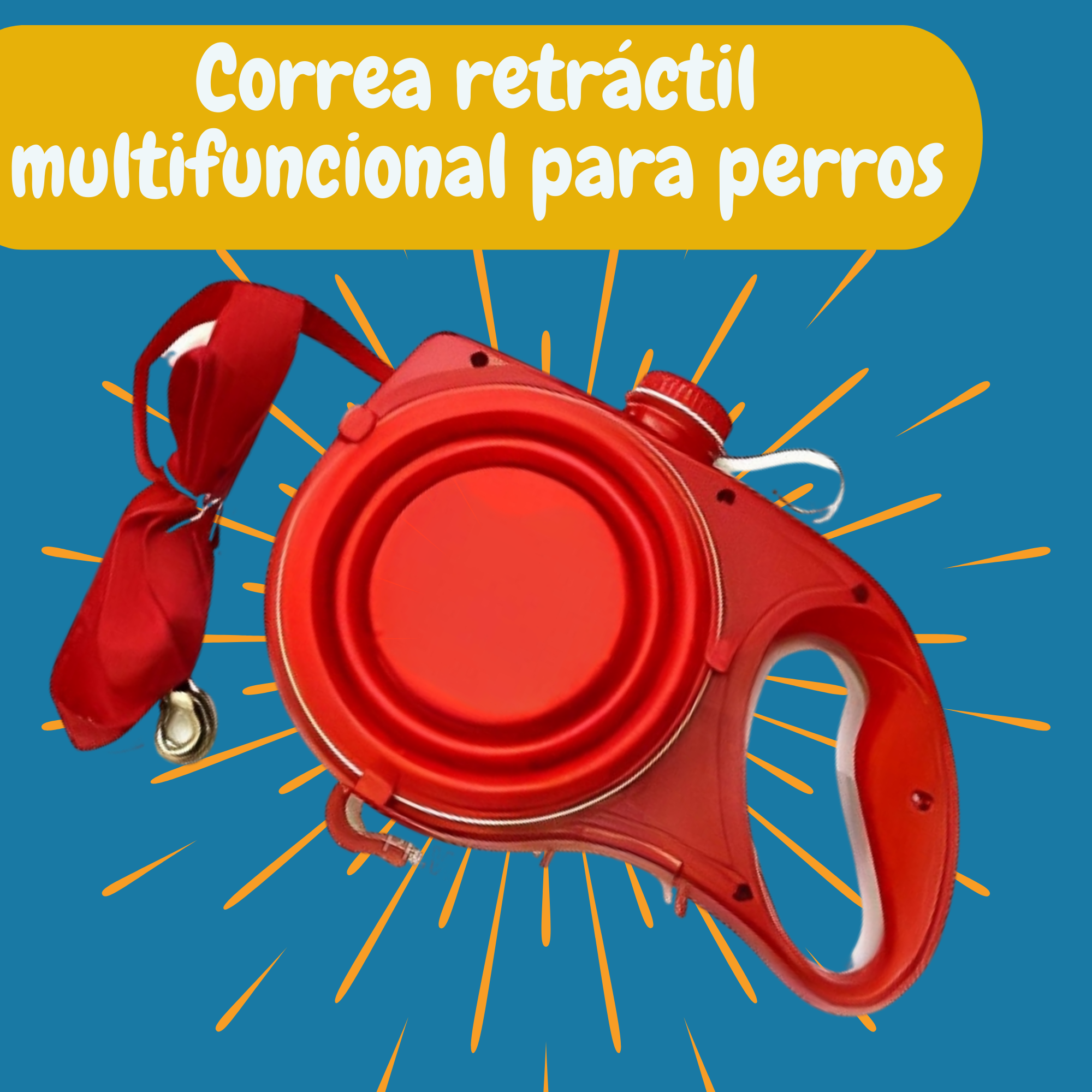 Correa 3 en 1 para mascota - Correa portátil ligera con tazón plegable